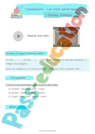 Les Mots G n riques CE1 Soutien Scolaire Pour Les l ves En les-mots-g-n-riques-ce1-soutien-scolaire-pour-les-l-ves-en