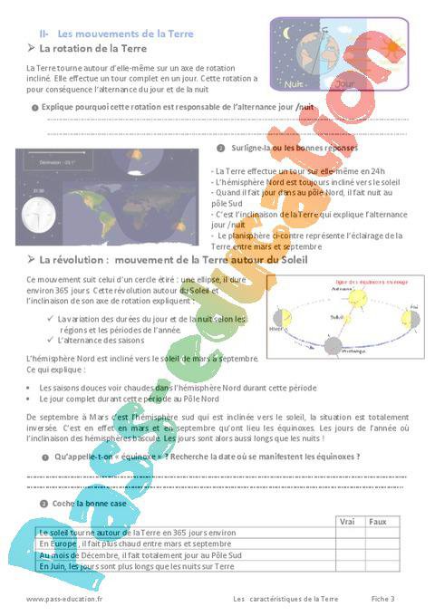 Caractéristiques De La Terre 6ème Exercices
