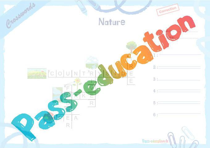 Nature – CE1 – CE2 – Mots fléchés – Lexique / vocabulaire – Crosswords