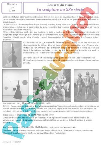 Image de Sculpture – Arts du visuel – Cm2 – Histoire des arts – XXème siècle – Cycle 3