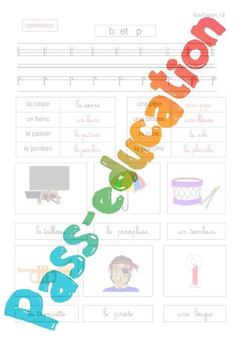 B – P – Confusion de sons – Lecture – Cp – Français – Cycle 2 – PDF à ...