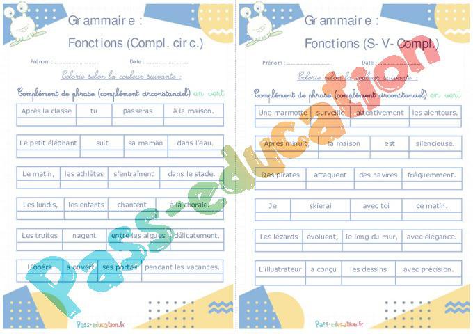 Fonctions (Compléments Circonstanciels) – Ce1 – Ce2 – Rituels